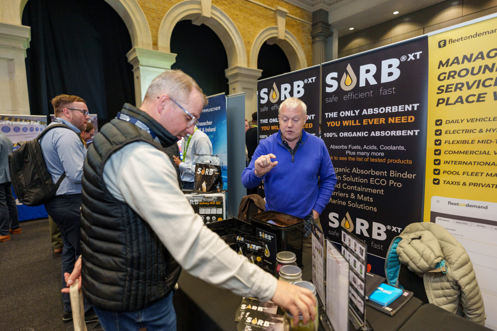 SORB XT stand at Rail Infrastructure Networking London 2026 showcasing spill control products.