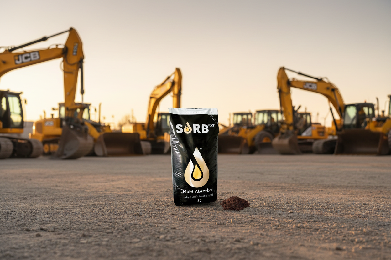 SORB multi-absorbent product with construction equipment in the background